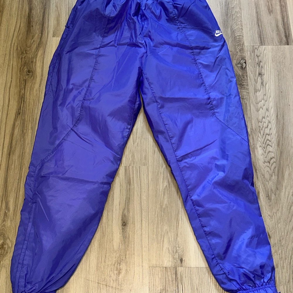 Vtg Nike Grey Tag Women's Medium Blue Track/Wind Pants Elastic Waist & Zip Ankle